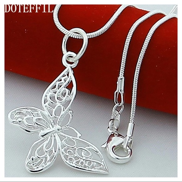 Silver Butterfly Necklaces 925 Sterling - Picture 3 of 5